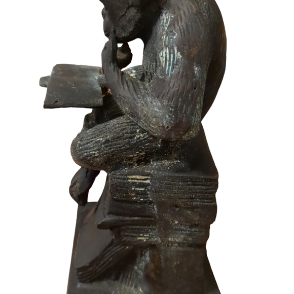 Selling One Vintage Heavy Brass Monkey Reading Book - Picture 3 of 6